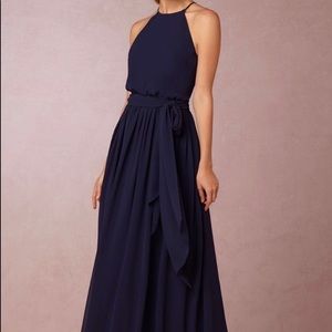 BHLDN Donna Morgan navy dress